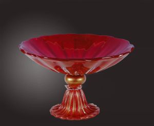ALZATA IN VETRO DI MURANO COLORE ROSSO VENEZIA - opera unica e firmata del maestro Vittorio Rigattieri
